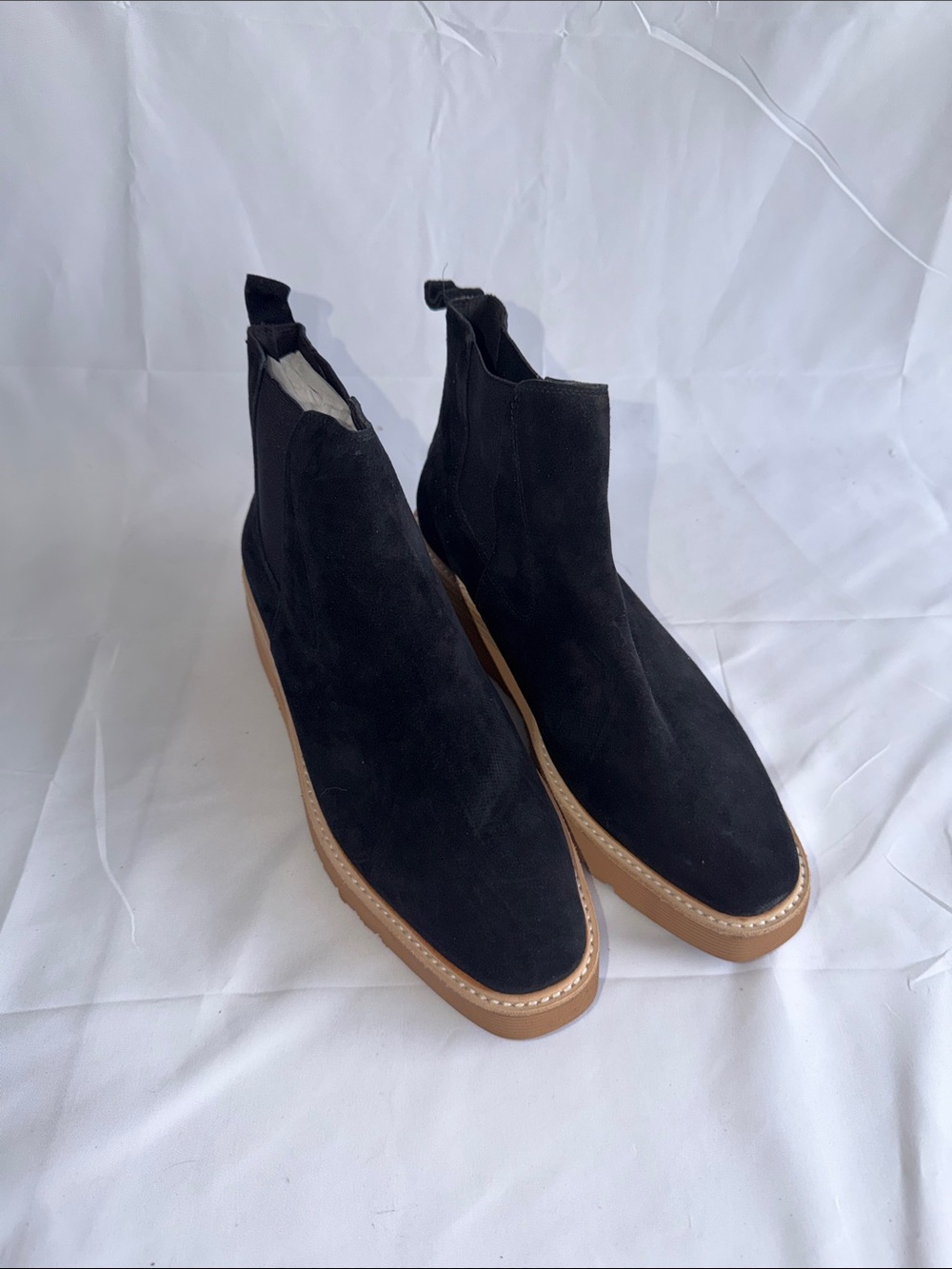 Silent D Anthropologie Uvika Black Microsuede Wedge Chelsea Boots NWT Size 10